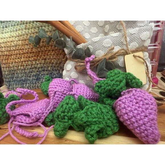 Crochet Purple Fairy Strawberry Pouch Bag Accessory Handmade - Picture 3 of 8